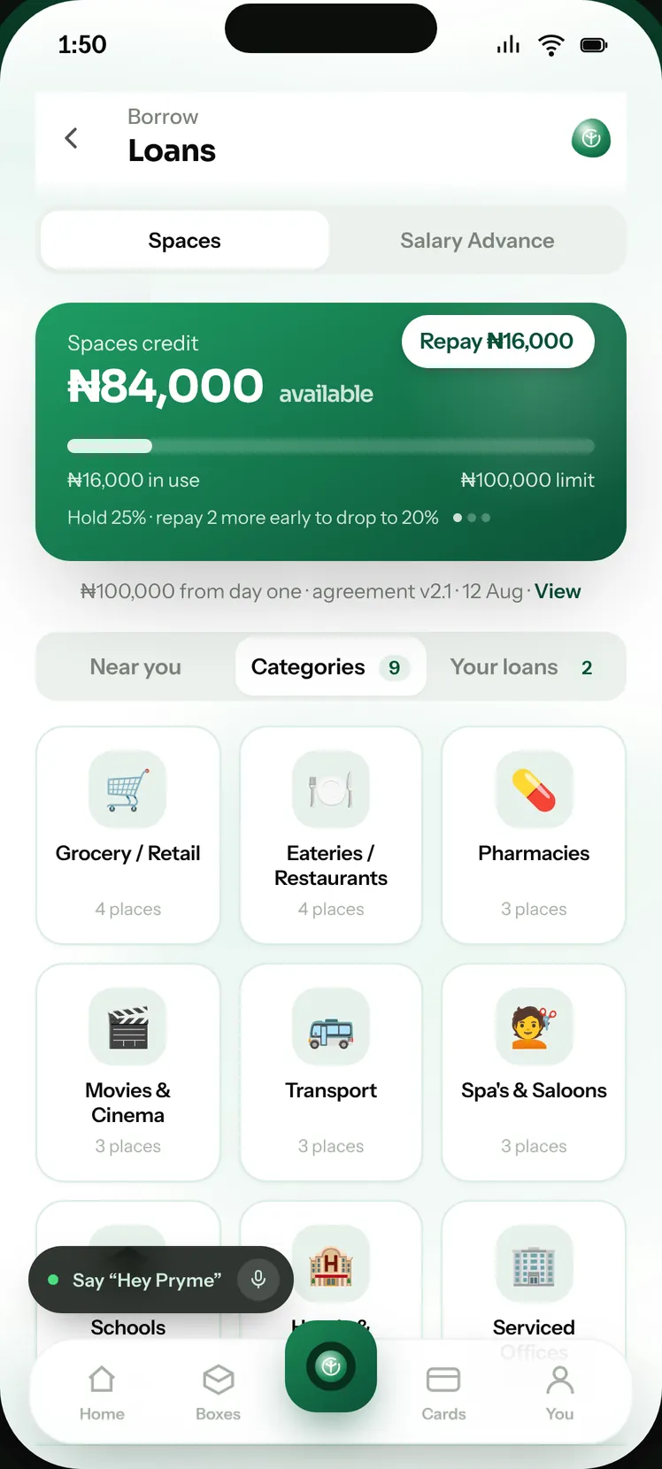 Pryme app: Loans